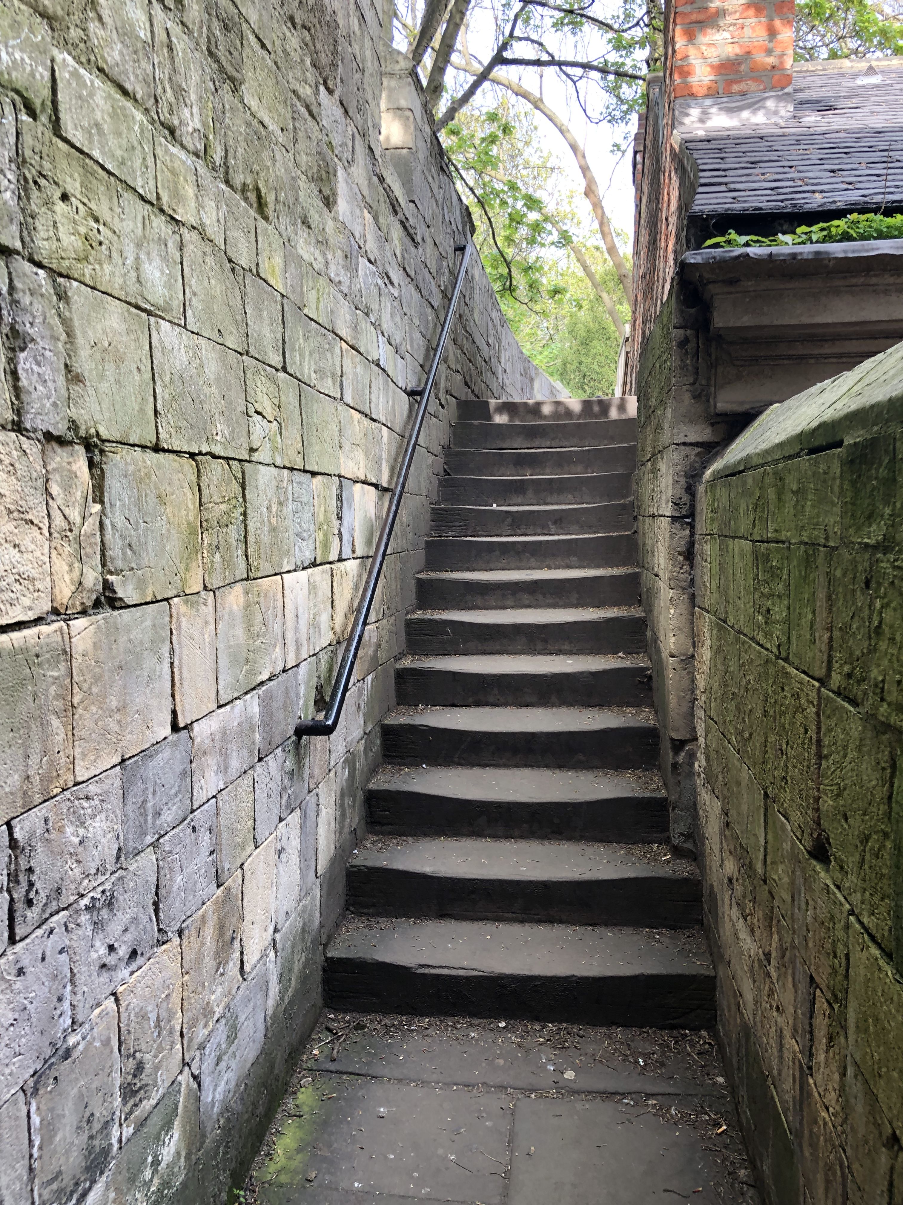Steps on York's ancient city walls.